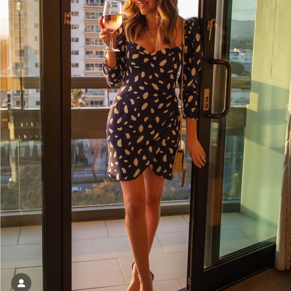 Reformation Black Ruched Wrap Mini Dress